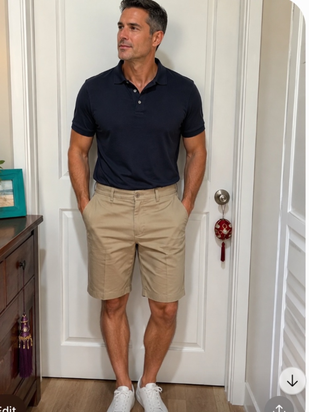 Haggar Men's Khaki Tan Chino Shorts
